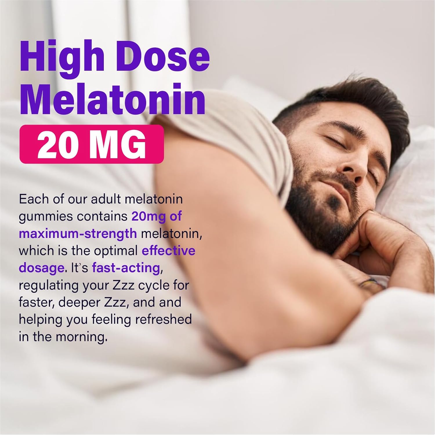 Melatonin Gummies 20mg for Adults - Maximum Strength Melatonin Gummies with L-Theanine, Magnesium, Omega-3, MSM, D3 & Zinc - Non-Habit Forming, Vegan, Non GMO, Natural Mixed Berry Flavor - Image 5