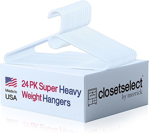 Perchas de plástico súper resistentes, fabricadas en Estados Unidos, colgador blanco súper pesado, paquete de 24