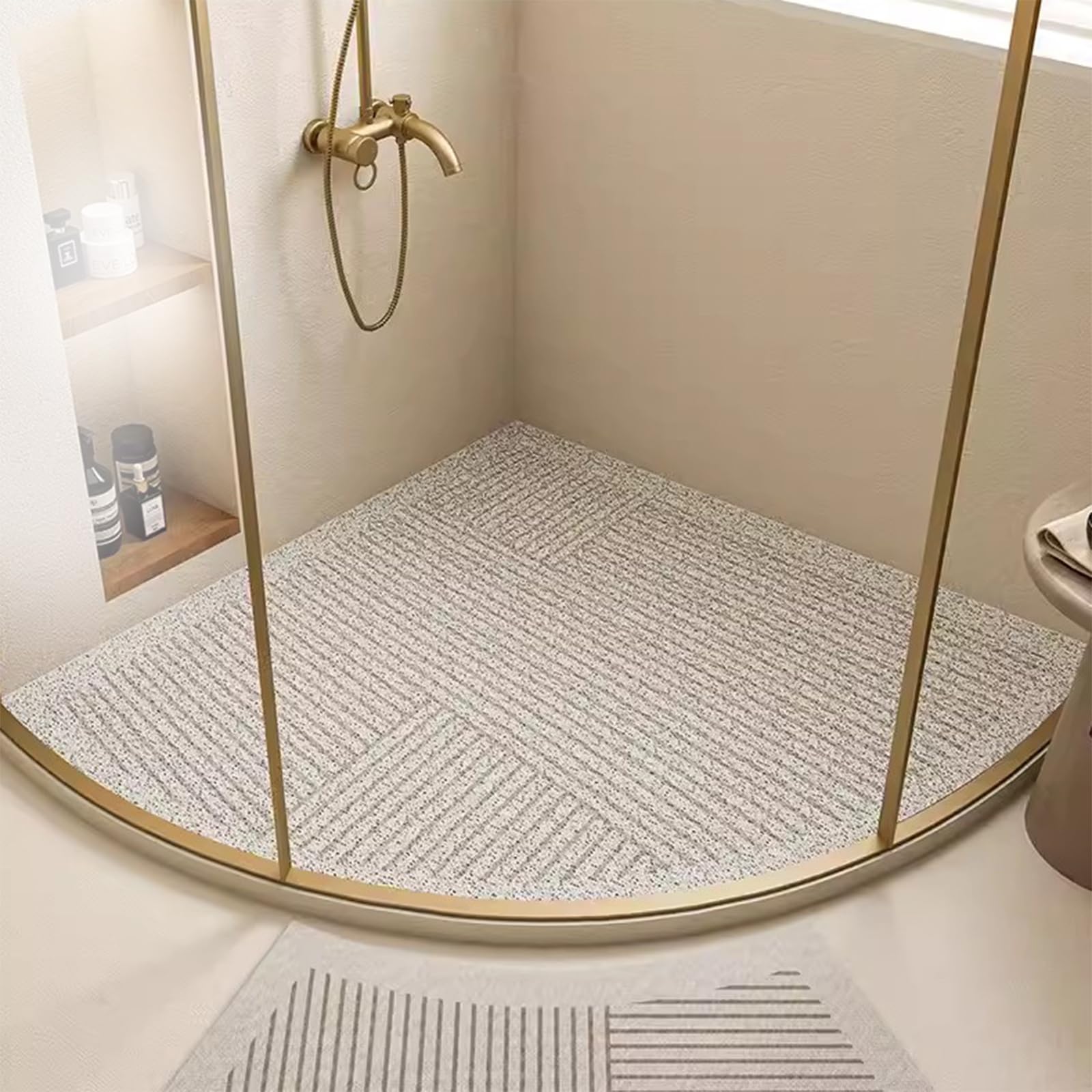 Ahkful K Shower Mat Non Slip Anti Mould, Non Slip Corner Bath Mat With Drain Hole, Inside Shower, Soft Comfort Pvc Loofah, Quic Dry And Easy To Clean,,90X90cm(36X36inch)