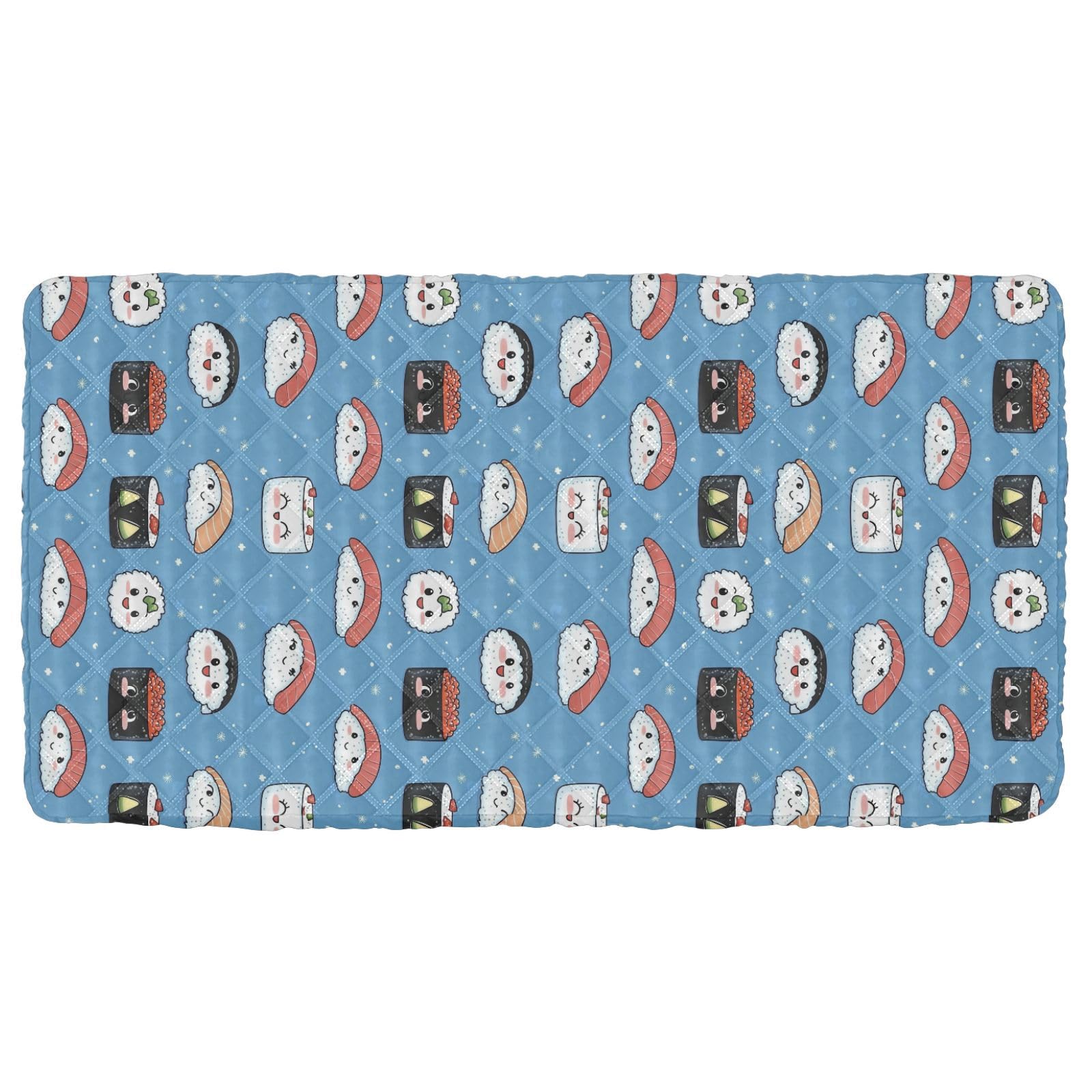 Sushi Japanese Style Simple Cartoon Toddler Portable Bed Sheet Waterproof Cot Sheet for Crib Bedding Set for Small Spaces Travel Mattress 50'' x 25'' (Sheet,Bed Not Included)