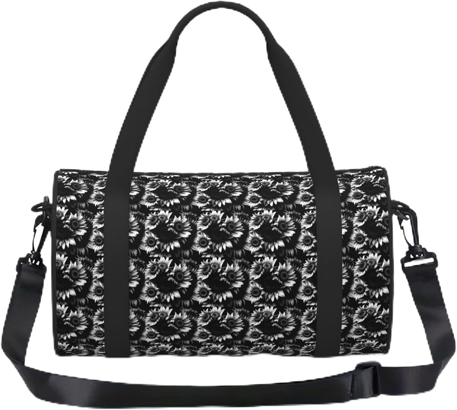 Black And White Sunflowers Print Sports Tote Bag Lightweight Water-Resistant Gym Backpack Travel Supplies