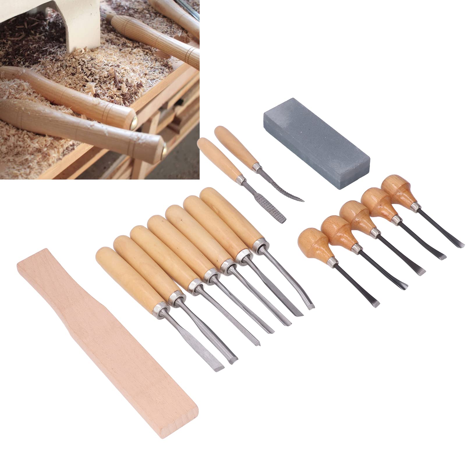Juego de 16 Herramientas para Tallar Madera, Herramientas para Tallar, Juego de Cuchara Y Cuchillo para Carpintero de Escultura DIY