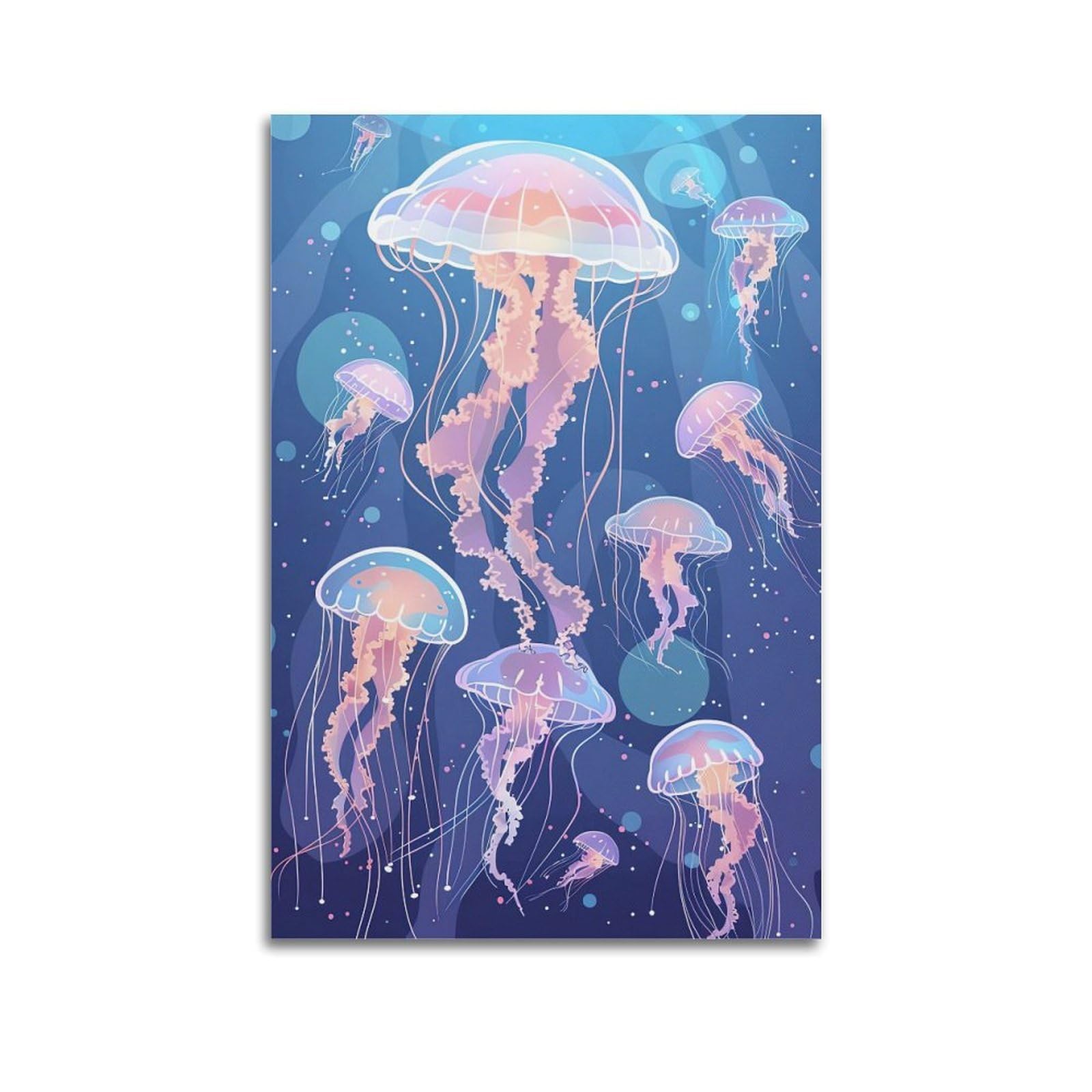 WPHSFX Marine Animal Poster Pink Purple Jellyfish Dreamscape Poster Decorative Painting Canvas Wall Posters And Art Picture Print Modern Family Bedroom Decor Posters 20x30inch(50x75cm)