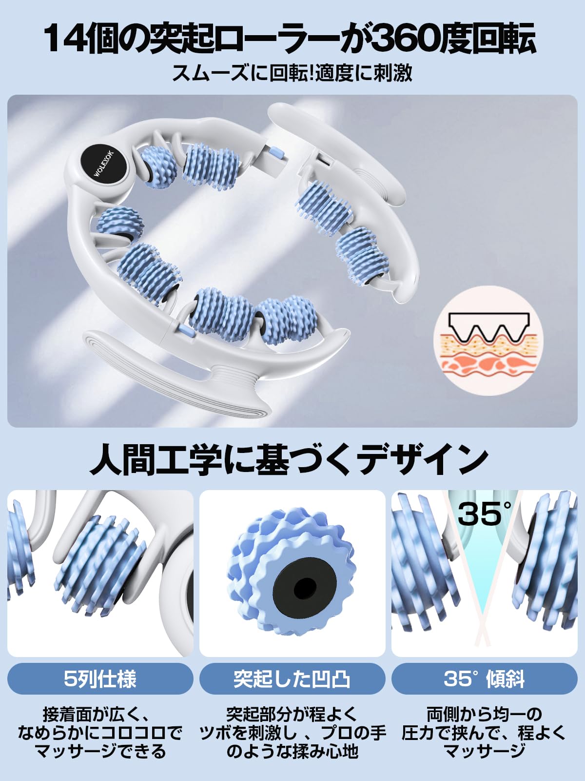 Amazon.co.jp: 筋膜ローラー 【取外しハンドル＆180°開閉で全身ケア