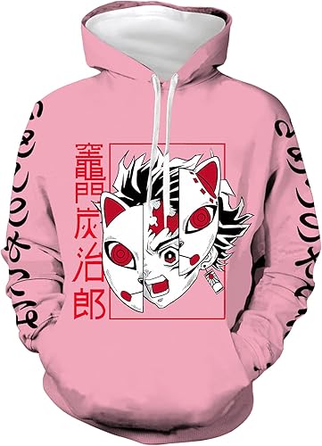 COSHARO Sudadera con capucha de anime Tanjiro negra para hombre, Kimetsu no Yaiba, sudadera con capucha para niños, Kamado Tanjirou