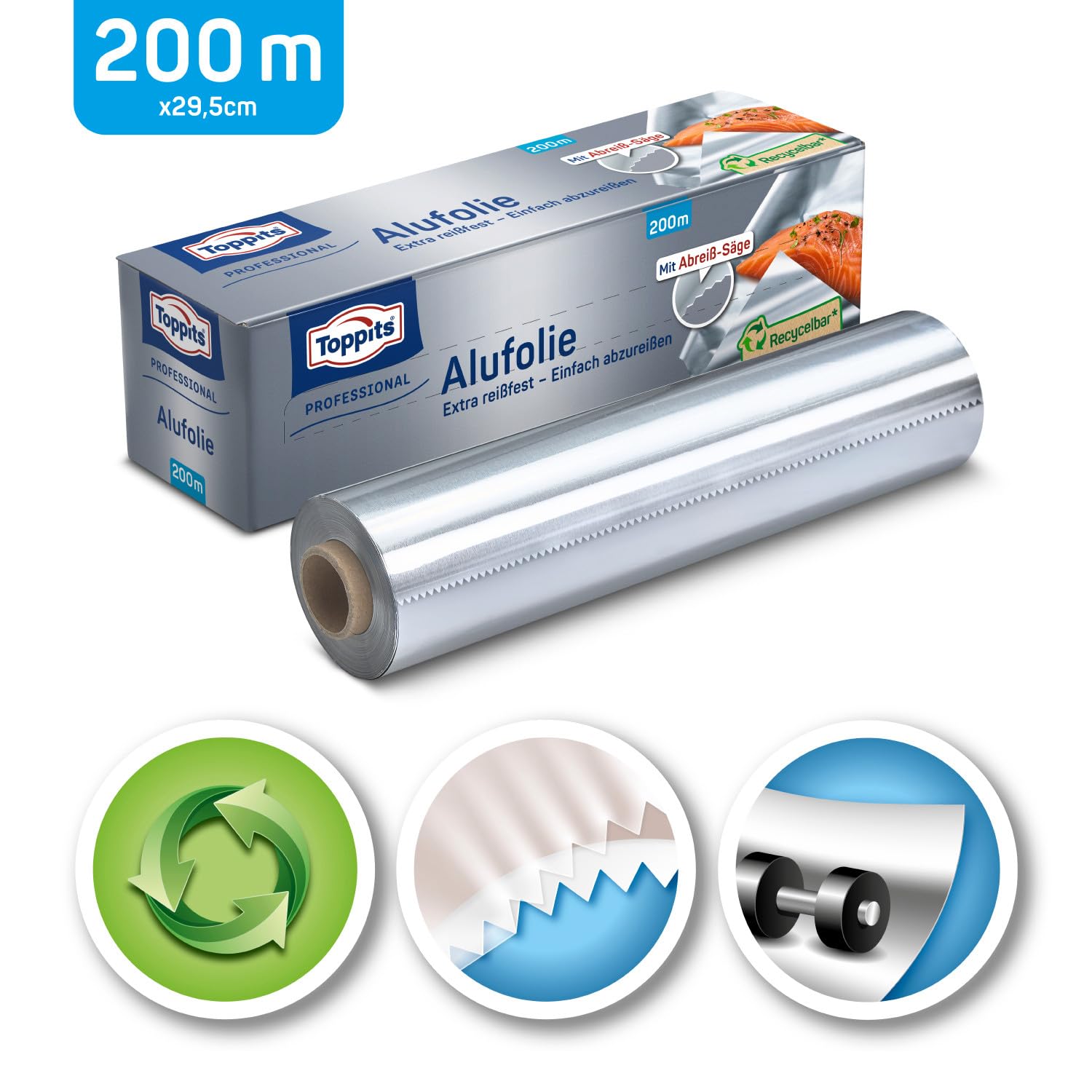 Toppits Pellicola di alluminio 200 m, confezione da 1 (1 x 1 pezzo)