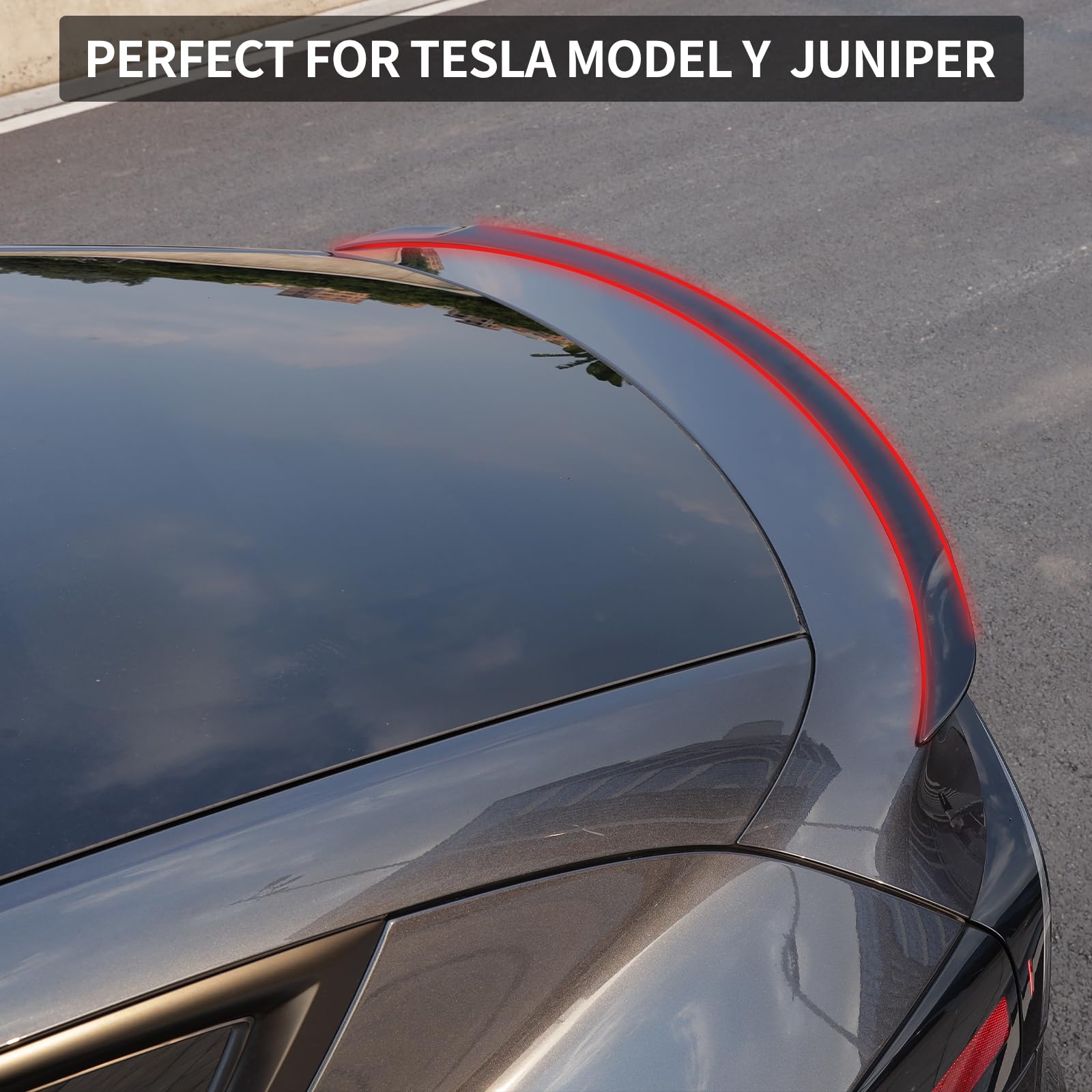 TOPABYTE Aileron pour Tesla Model Y Juniper 2025 2026 Accessoires de la Série Launch Series Original Becquet Arrière Spoiler (Noir Brillant)