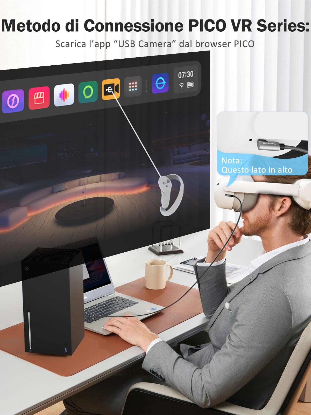 Scheda di acquisizione video con PD 100W per Meta Quest 2/3/3s, Adattatore HDMI a USB C/A 1080P60, capture card Plug & Play per Streaming, Registrazione giochi, OBS, Switch, PS4/5, Xbox, Fotocamera,VR