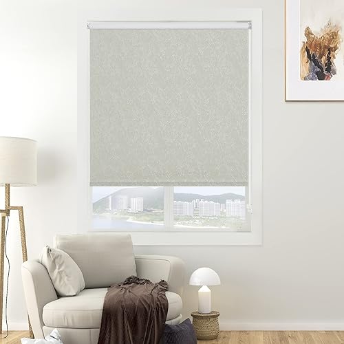 SHUNJIN Persianas enrollables personalizadas 100% opacas con cordón (blanco) para oscurecer la habitación interior, bloqueo de luz, dormitorio,