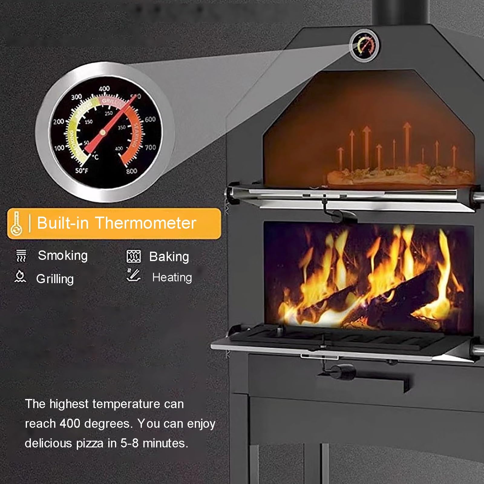 Horno de pizza al aire libre, horno de pizza, horno portátil para pizza, horno al aire libre adecuado para patio trasero y camping