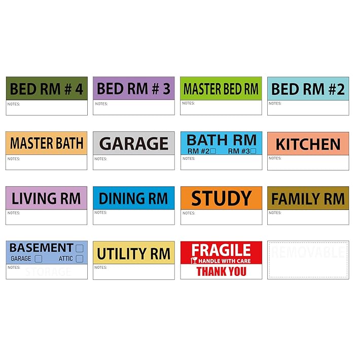Buy Yoget 42x90mm Large Home Moving Labels for Boxes14 Different Color Coded Packing Labels