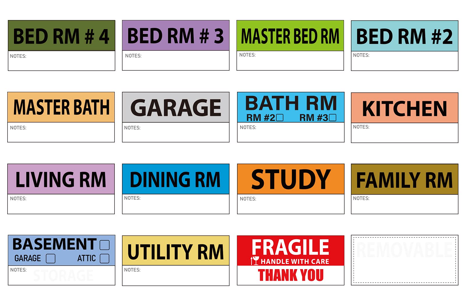 Buy Yoget 42x90mm Large Home Moving Labels for Boxes14 Different Color