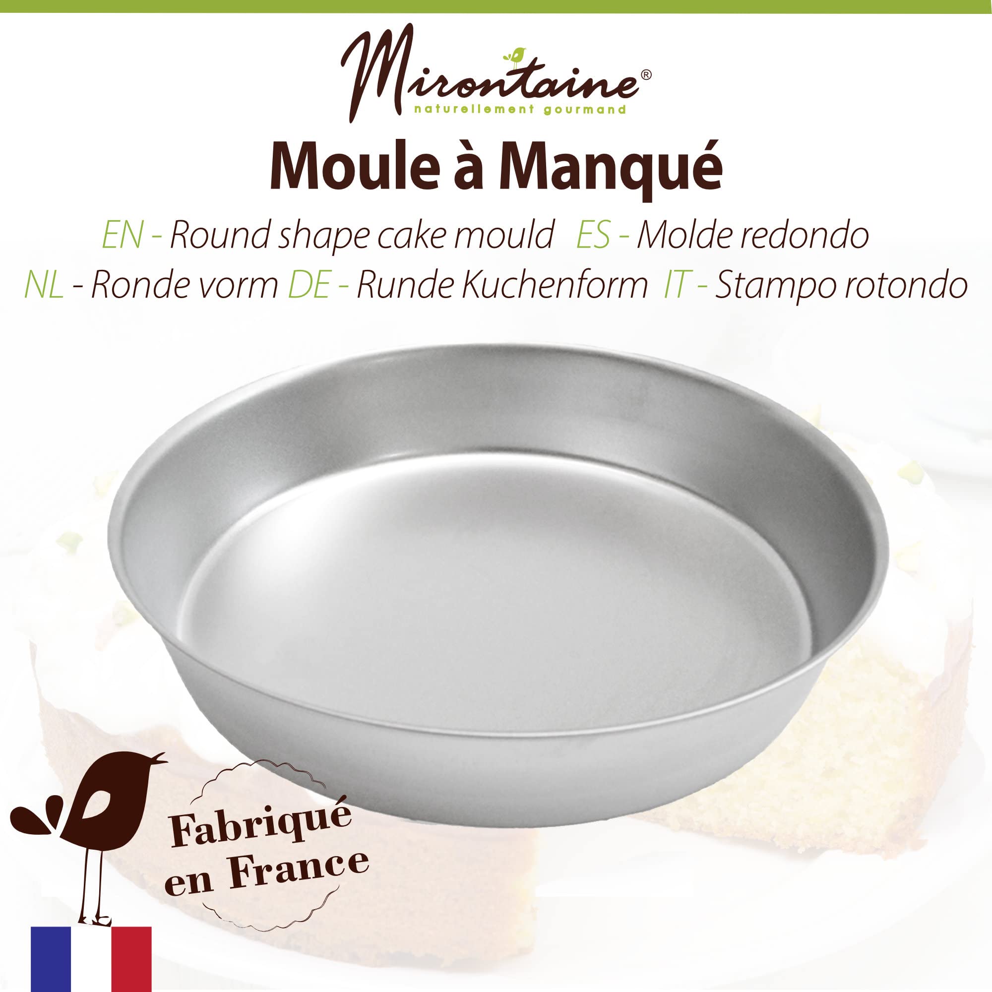 MIRONTAINE - Metal Springform - Cake Mould with High Edges - Diameter 25 cm - Tinplate - Yogurt Cake, Genoese - Professional Quality Pastry Utensil - Made in France - 628