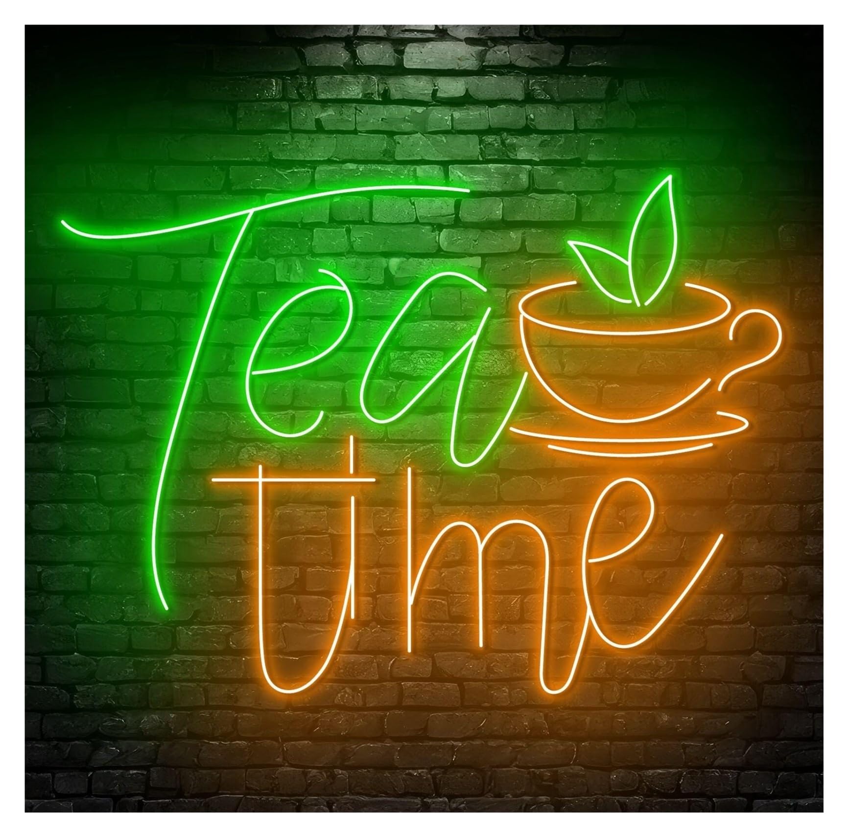 Hanging Art Neon Signs Tea Time Neon Sign Store Led Light Drinking Wall Home Decor Storefront Window Display Business Entrance 50cm