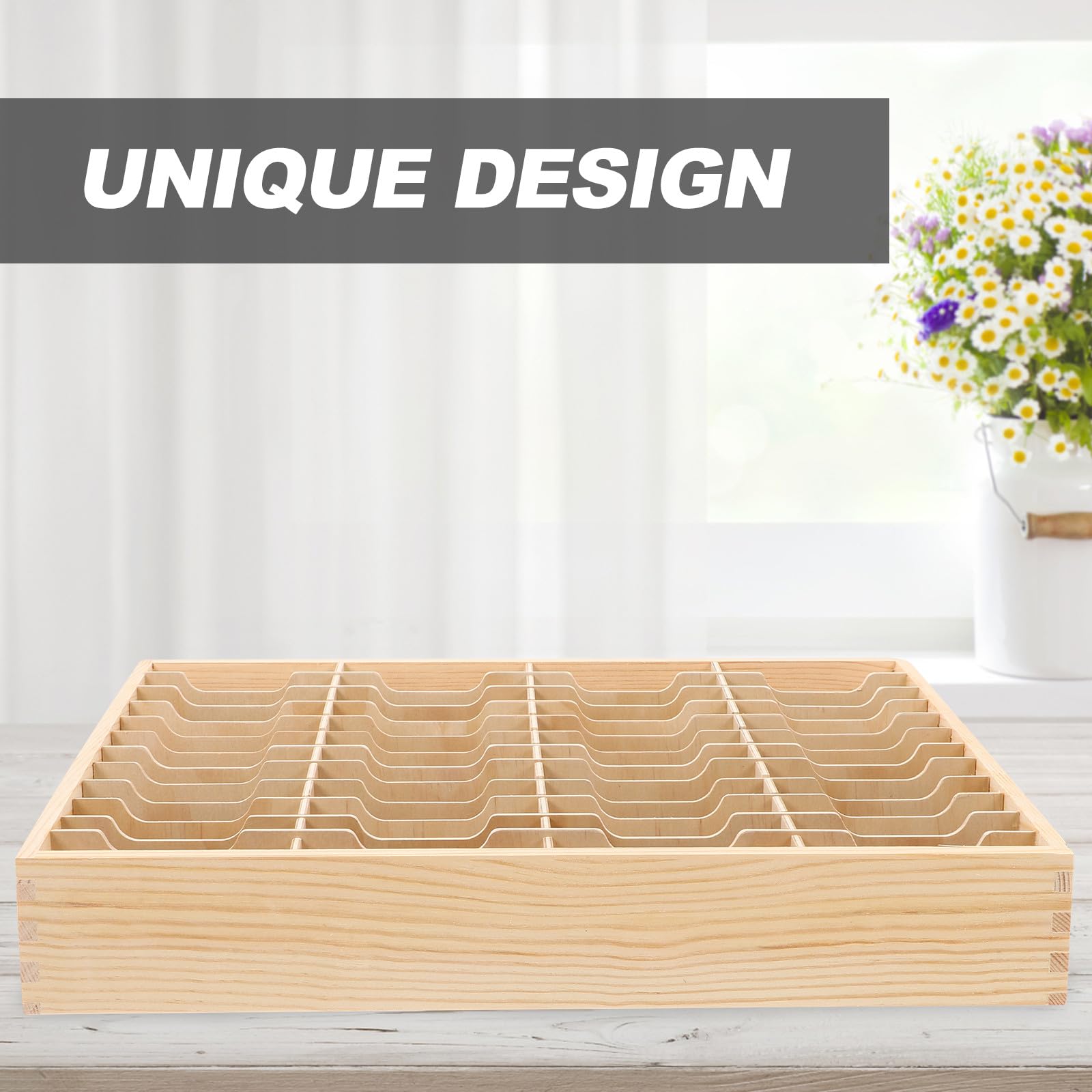 Soporte de Madera Maciza para Teléfono Móvil de Mesa Múltiples Compartimentos, Caja Organizadora para 48 Teléfonos, Organizador para Aula y Oficina, Almacenamiento Seguro