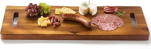 Tabla de Charcutería Grande de Madera de Acacia de 24" con Asas - Tablas de Madera Extra Largas para Servir Quesos - Plato Rectangular para Servir