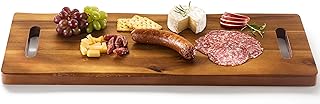 24" Large Acacia Wood Charcuterie Board with Handles - Extra Long Wooden Serving Cheese Boards - Rectangular Serving Platter for Meat Steak, Cracker Appetizers, Fruit Decorative Display