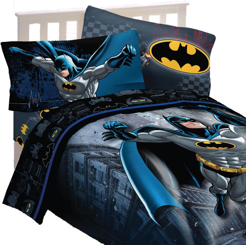 5pc DC Comics Batman Full Bedding Set Guardian Speed Comforter and Sheet Set