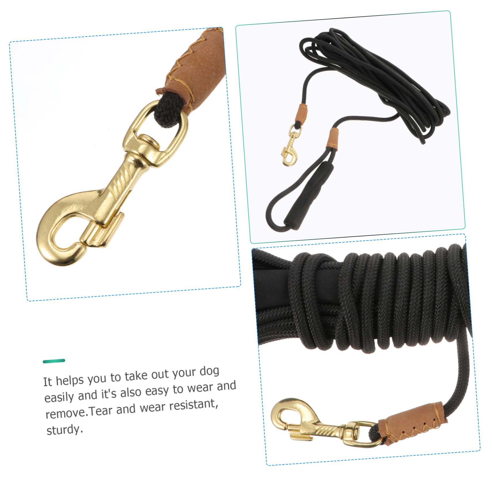 Laisse de Traction pour Chien Mètres Laisse Durable et Confortable pour Promenade et Entraînement des Animaux de Compagnie pour Chiens de Moyenne à Couleur Noire
