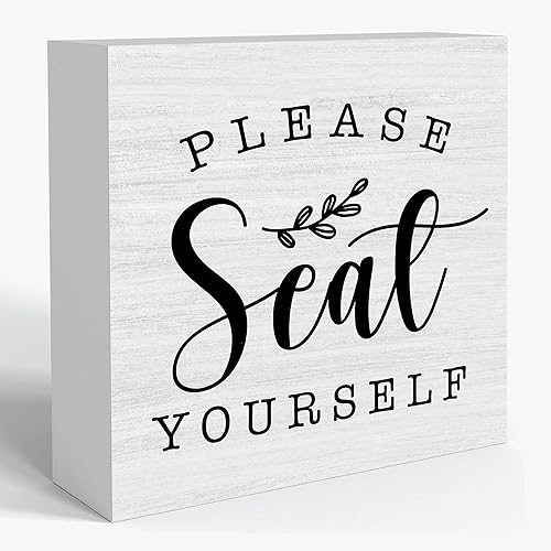 Miniatura 21 de Cartel de madera con texto en inglés «Hello Sweet Cheeks» – Decoración divertida de baño de 5 x 5 pulgadas para tanque de inodoro y estante, idea de