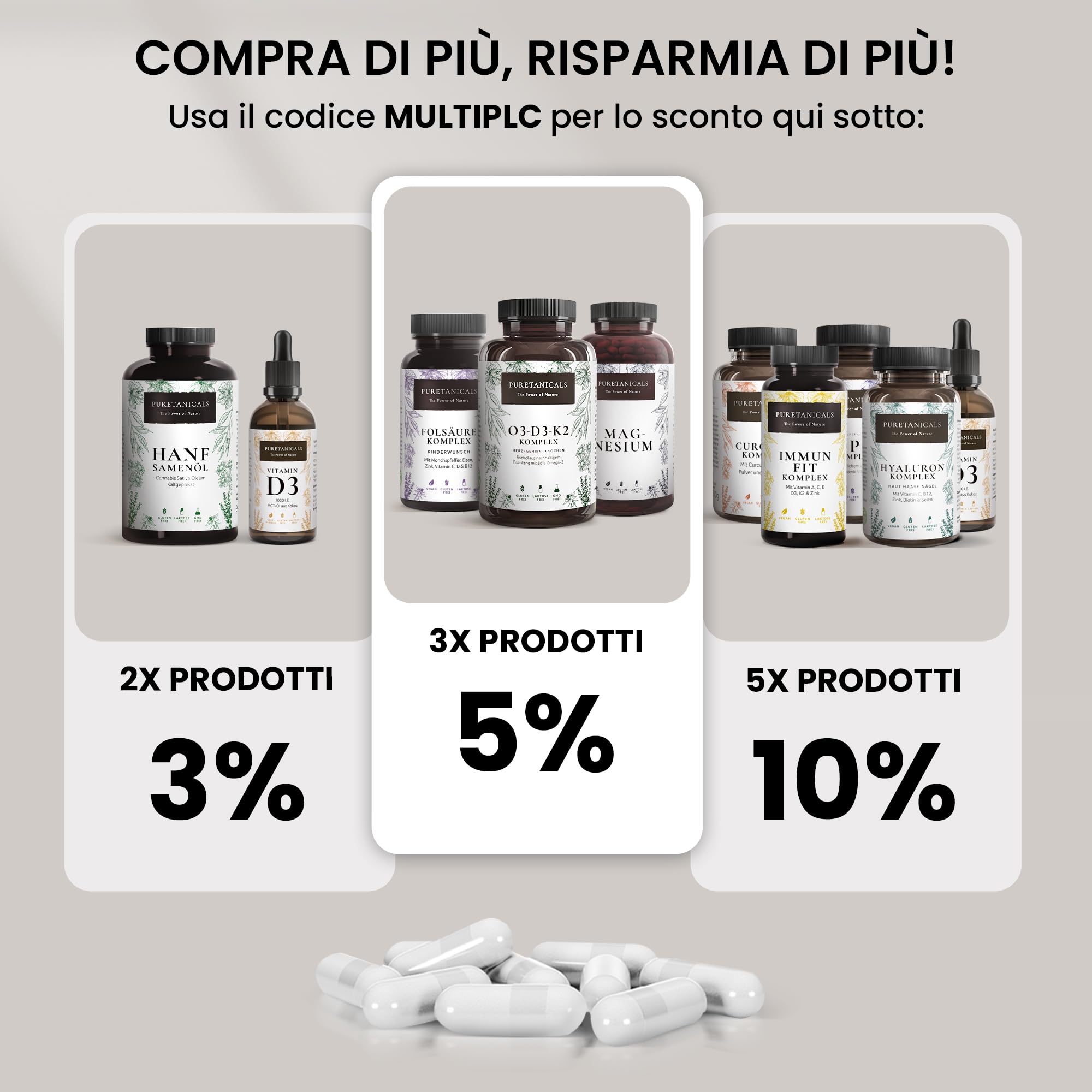 Acido Folico + Zinco Ferro C-D-B12 Complex, Alto Dosaggio Multi Vitaminico | Vitamine e Minerali Naturali Capsule | Testato in Laboratorio e Prodotto in Germania
