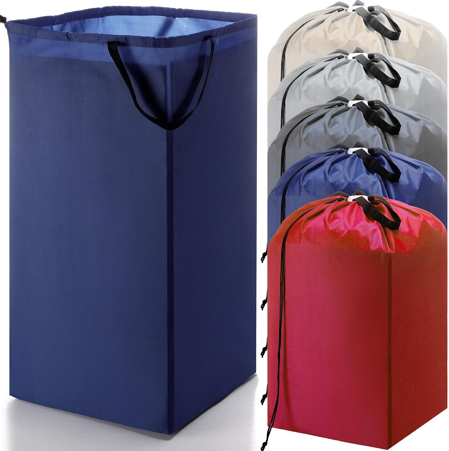 5 Pcs Travel Laundry Bag with Handles and Drawstring Large Nylon Moving Bag 27.5 x 34.5'' Washable Dirty Clothes Organizer Sack for Cloth College Dorm Apartment Dwellers(Multicolor)