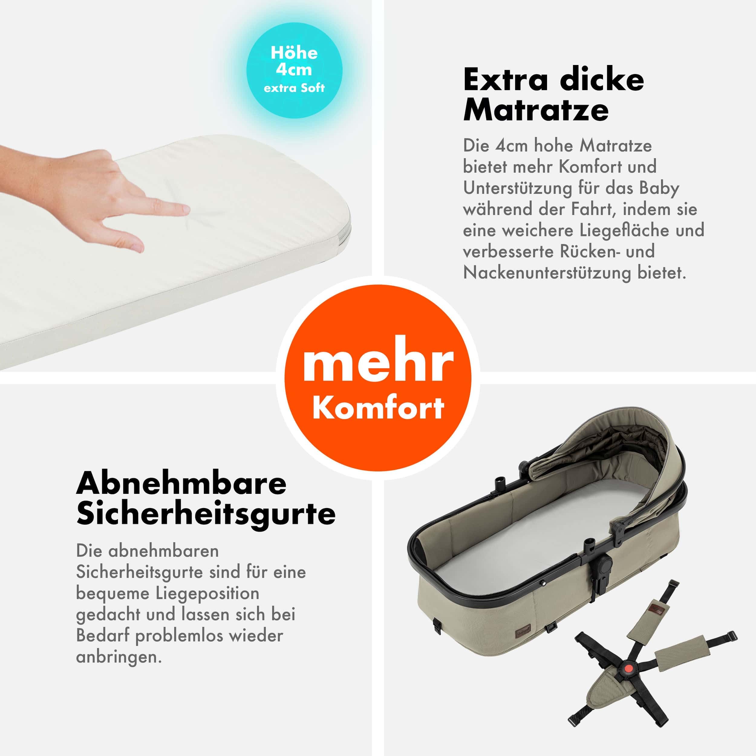 Daliya® FLEXI-PRO M 3in1 Kinderwagen & Buggy mit i-Size Babyschale, Viel Zubehör (Beige)