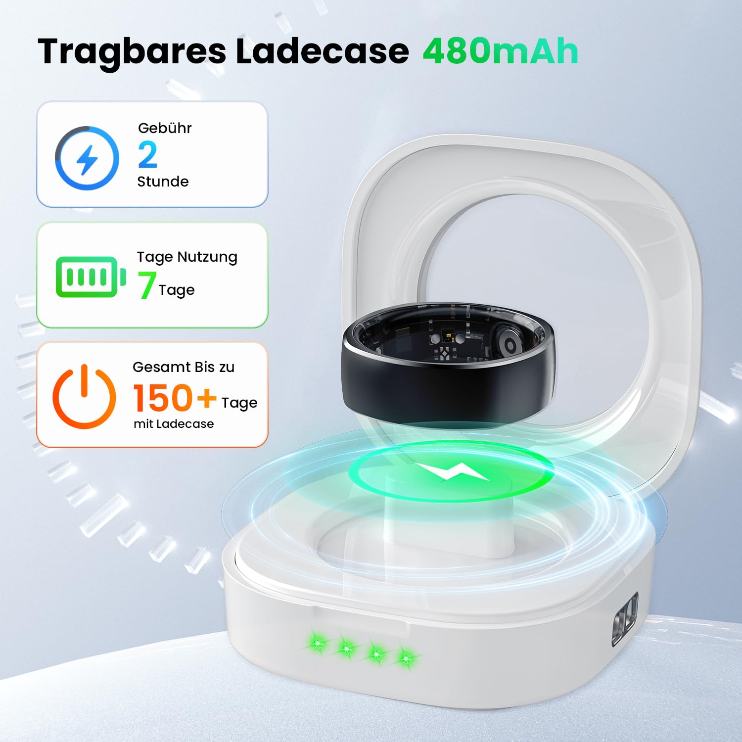 Rogbid R1P - Anello intelligente per uomo e donna, con frequenza cardiaca, ossigeno nel sangue, pressione sanguigna, monitoraggio del sonno, fitness step, IP69, impermeabile per iPhone e Android (8)