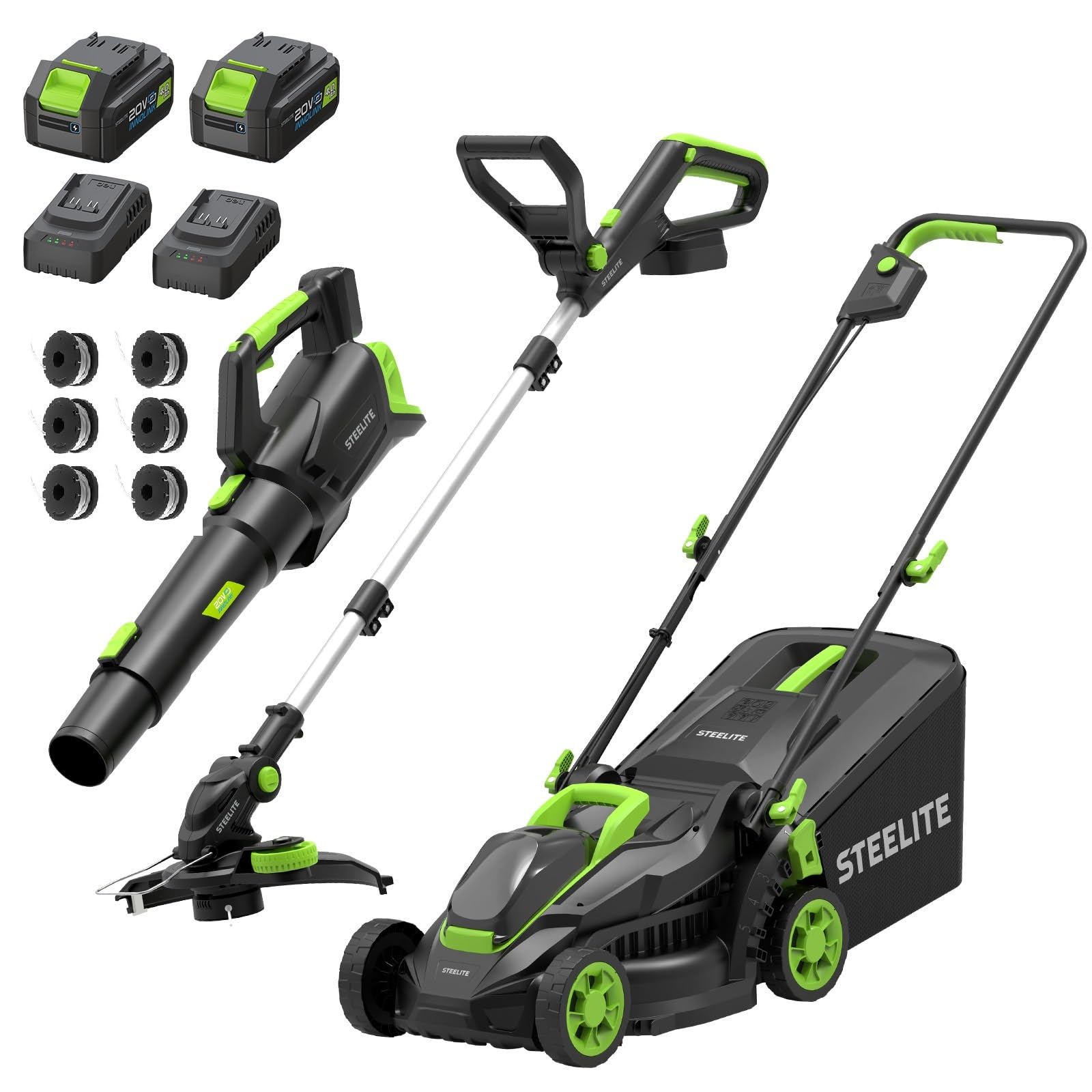 Amazon.com : STEELITE 3-in-1 Cordless Lawn Mower, String Trimmer