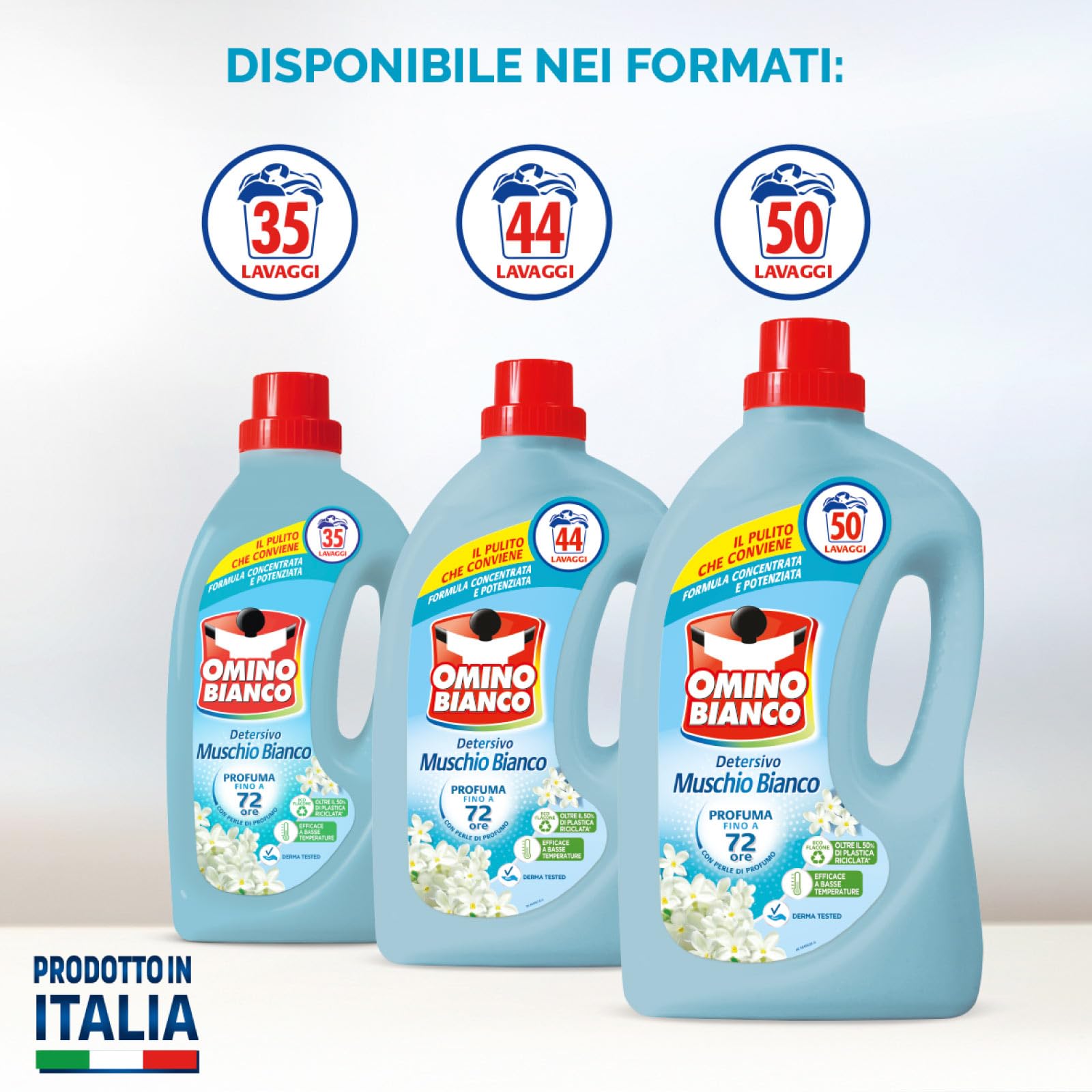 Omino Bianco - Detersivo Lavatrice Liquido, Fresco Profumo con Essenza di Muschio Bianco, 52 Lavaggi, 2000 ml x 5 Confezioni