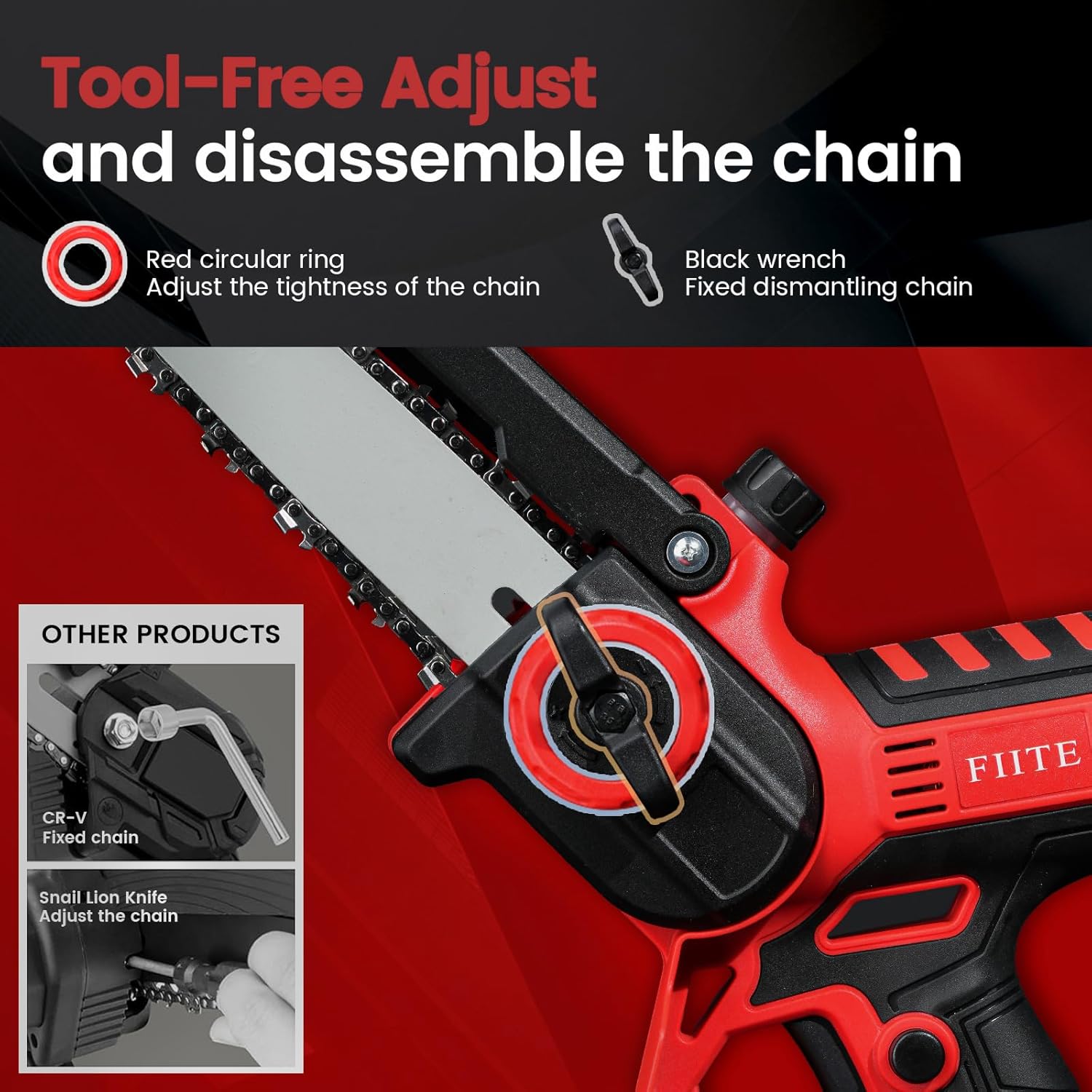 Mini Chainsaw, Electric Chainsaw with 2 × 5.0Ah Batteries, 8 inch Electric Saw, 6000RPM Mini Chain Saw Battery Powered, small chainsaw with Guard, hand held chain saw for Tree Trimming Wood Cutting