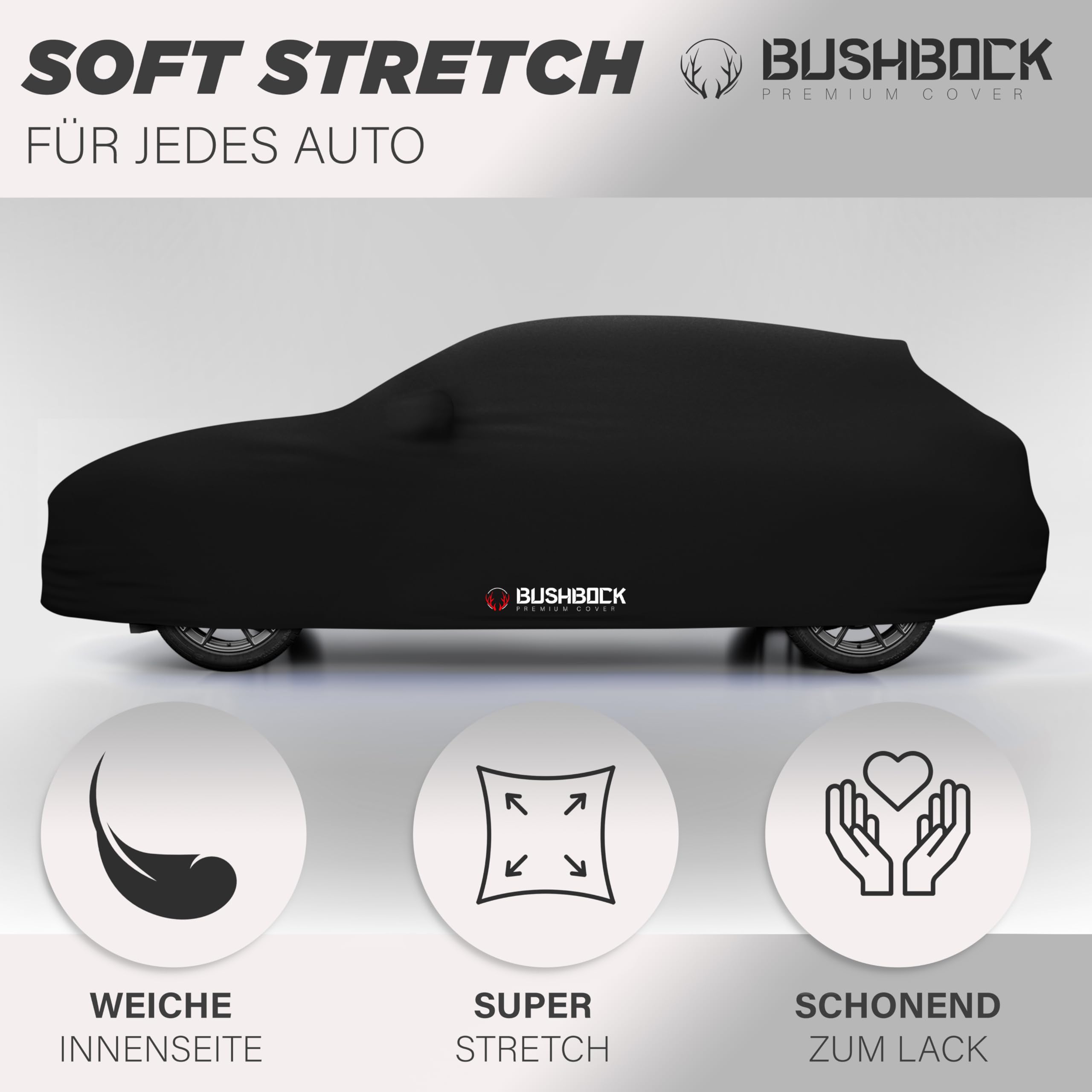 BUSHBOCK® Funda de protección Interior Satinada para Coche SUV (Negro, SUV-XL)