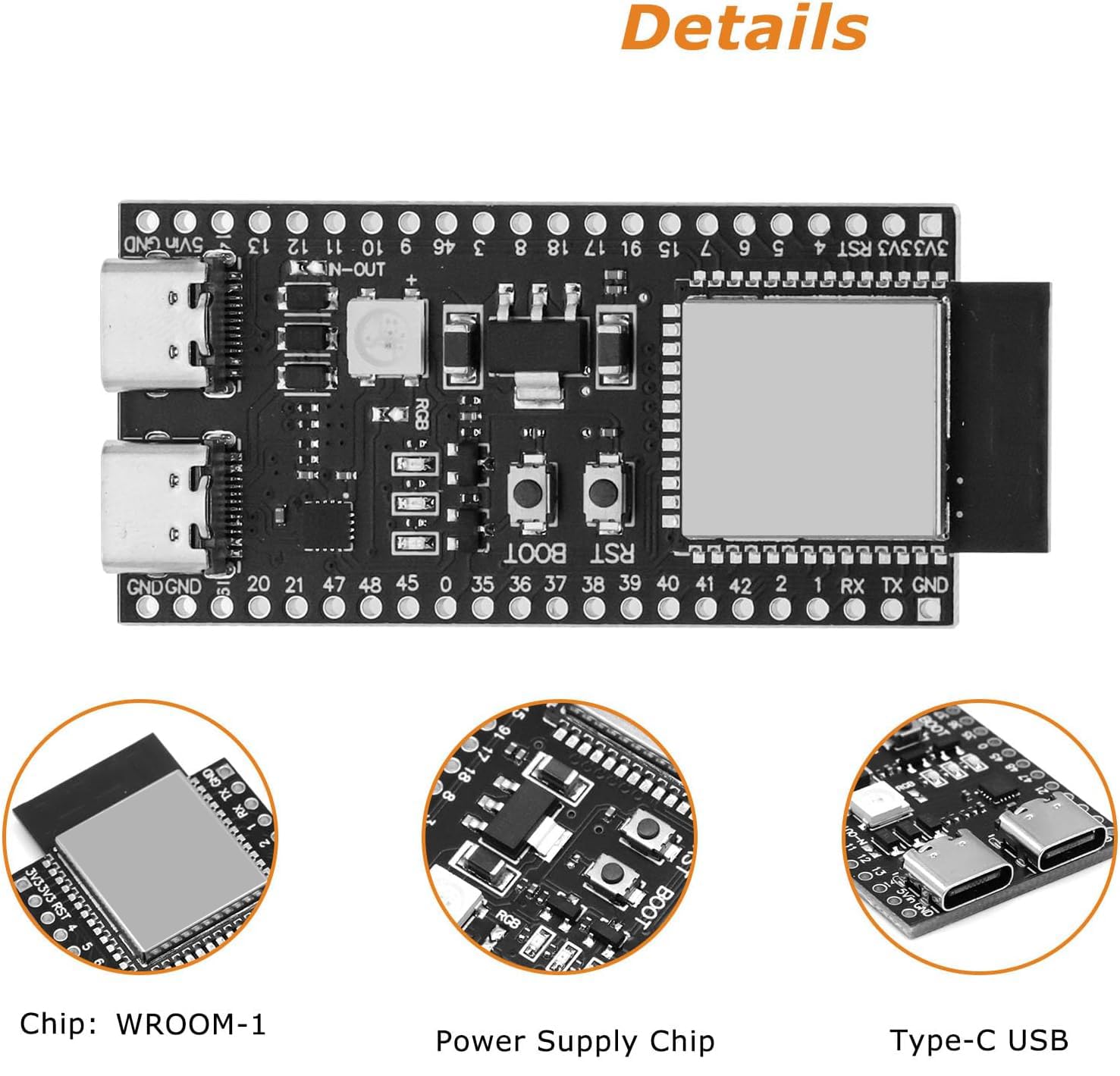 Scheda di sviluppo ESP32-S3 WROOM-1-N16R8 per ESP-DevKitC-S3 con Wi-Fi dual-mode e Bluetooth Type-C