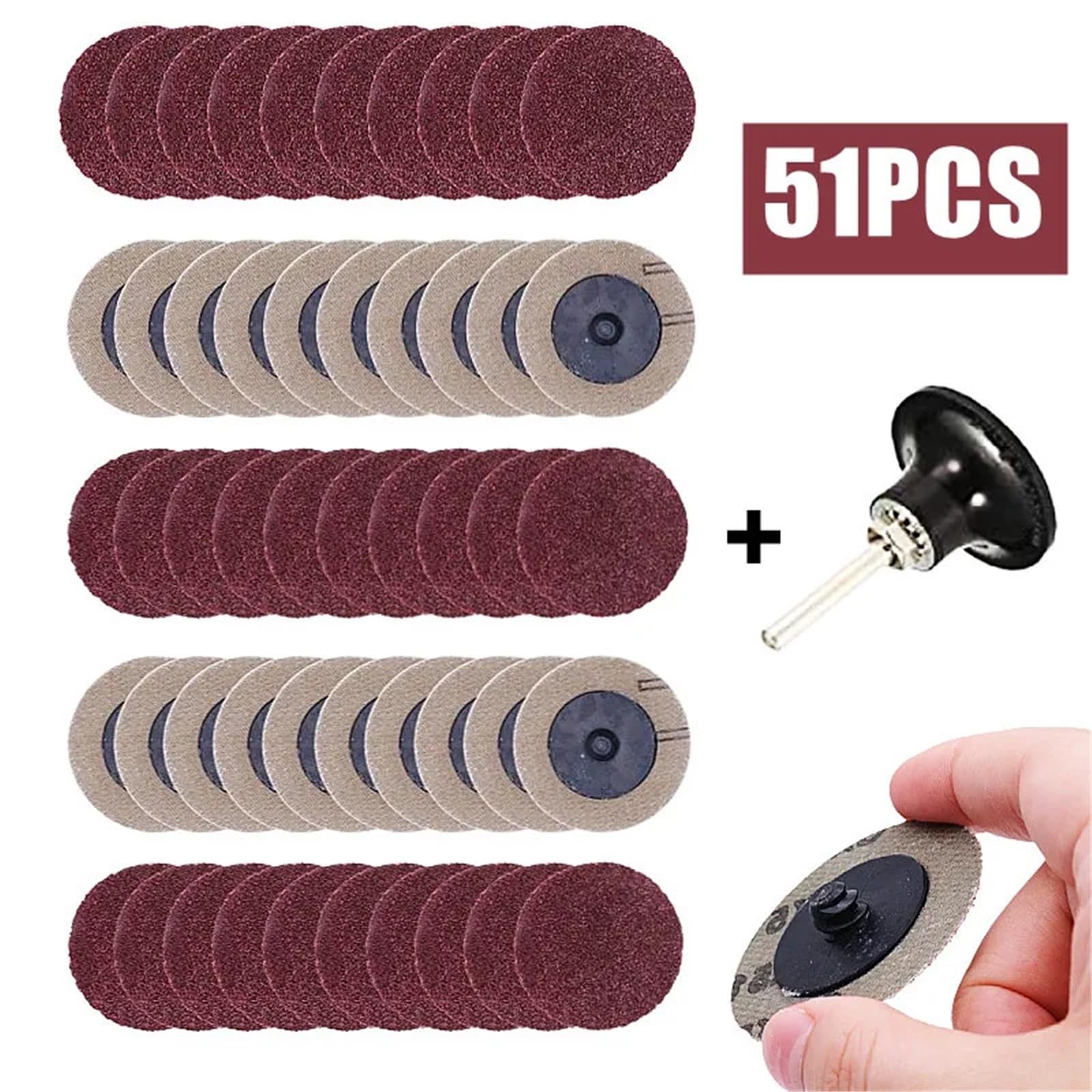 51Pcs 50mm 2" Sanding Disc Sander Pad Abrasive Tools Woodworking Finishing Rotary Tool Accessories(180)