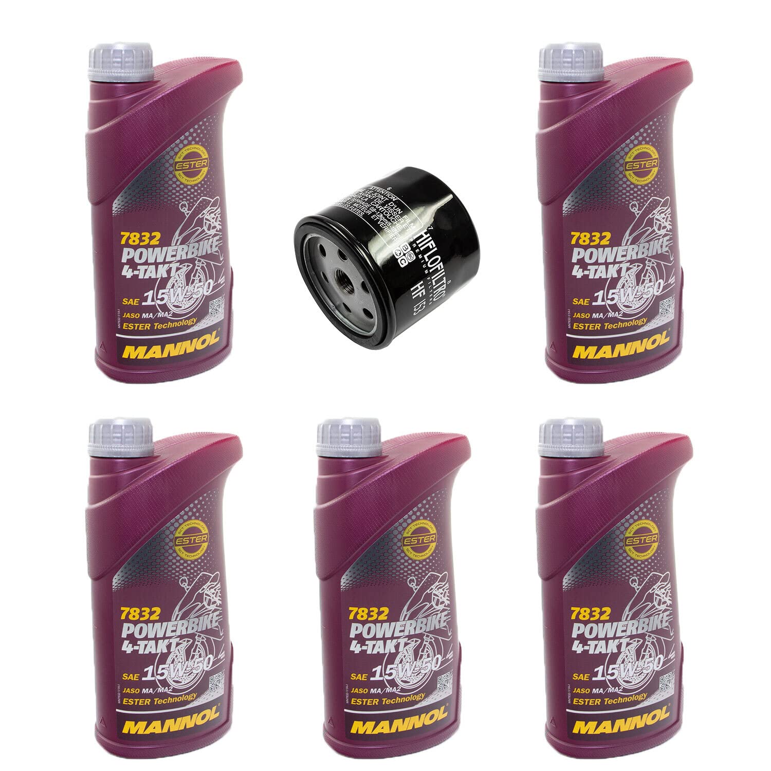 Motoröl Set 15W50 5 Liter + Ölfilter HF153 für Ducati