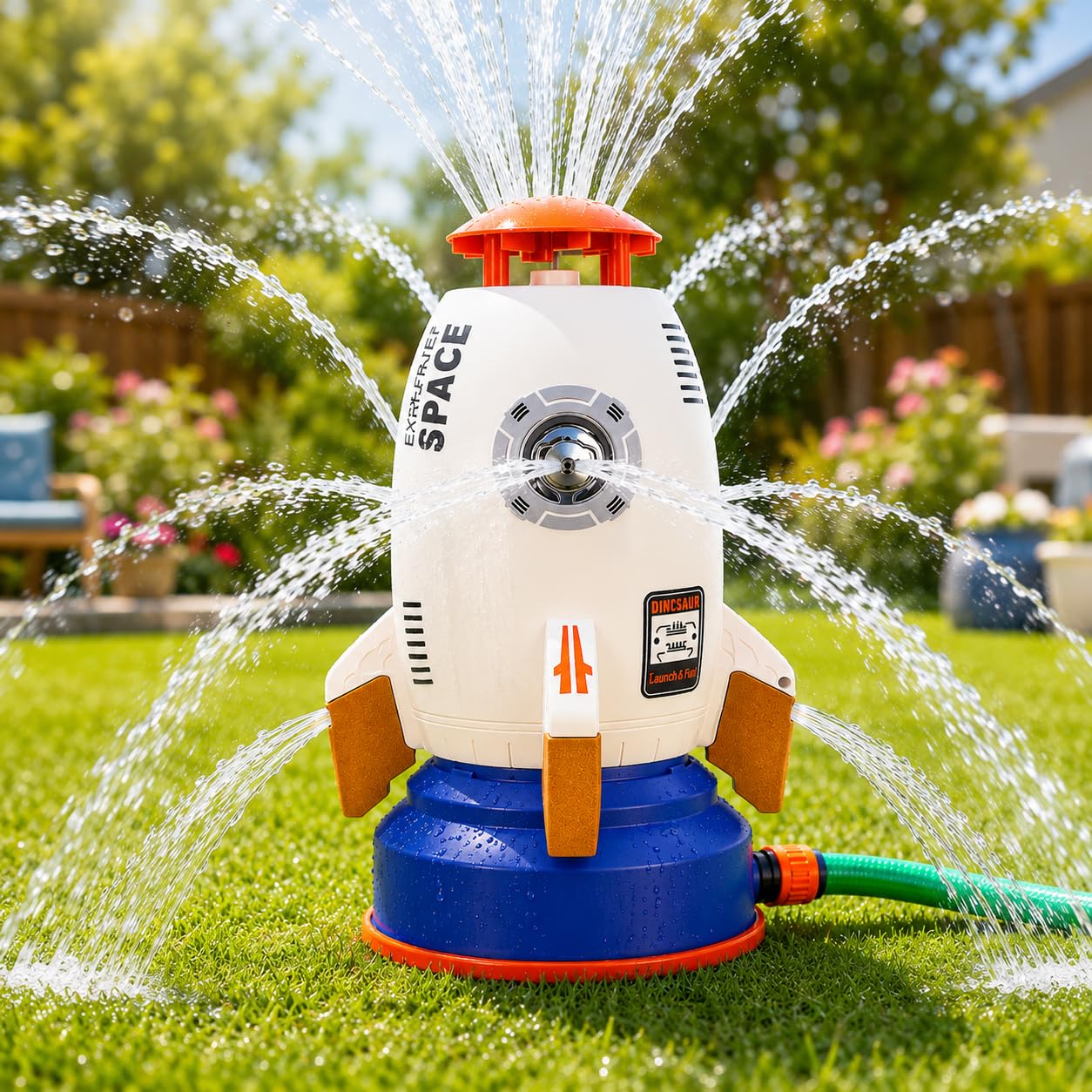 Jugutoz Outdoor Water Rocket Sprinkler Toy for Kids | Backyard Splashing Summer Toy for Toddlers & Children Age 1-8 | Fun Water Spray Play Toy for Boys & Girls