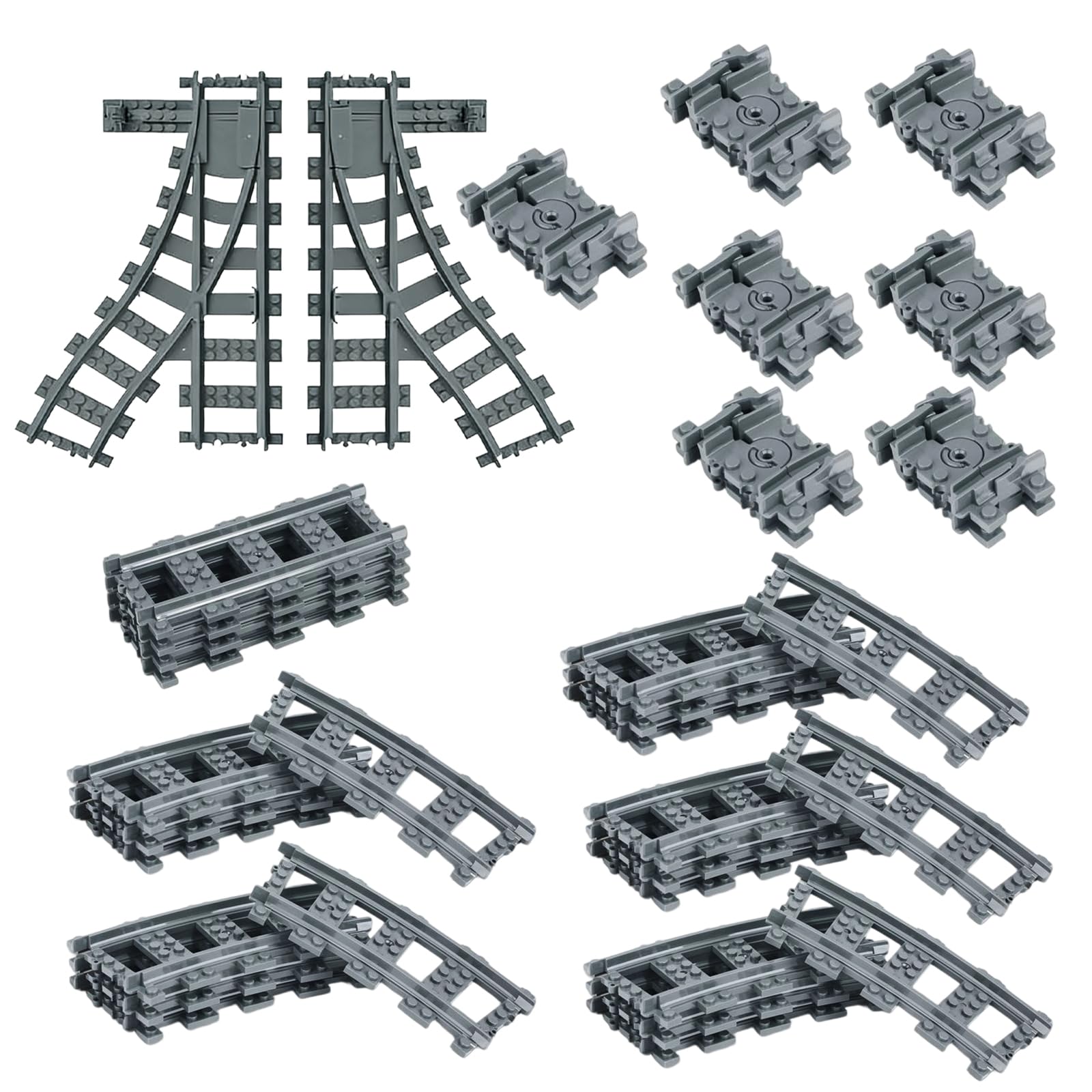 Lot de 40 rails de train de ville - Kit de blocs de construction compatibles avec le leader du marché - Jouet pour filles et garçons - Cadeau