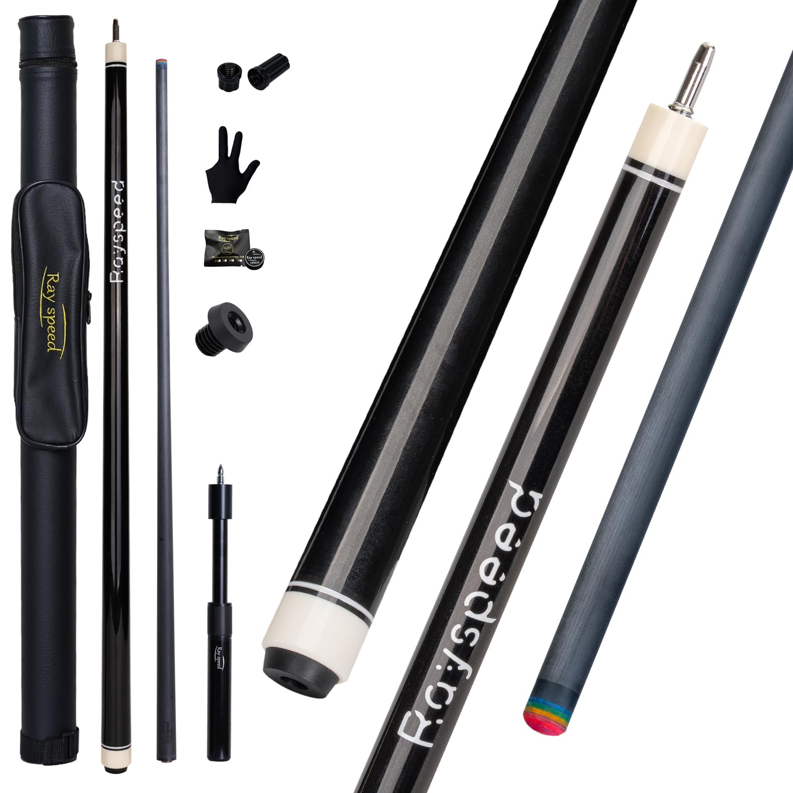 Photo 1 of Ray speed Carbon Fiber Pool Cue Stick 12.5mm Low Deflection Full Carbon Technology Pool Stick for Adults Professional Billiard Cue with Uni-loc Pin Joint