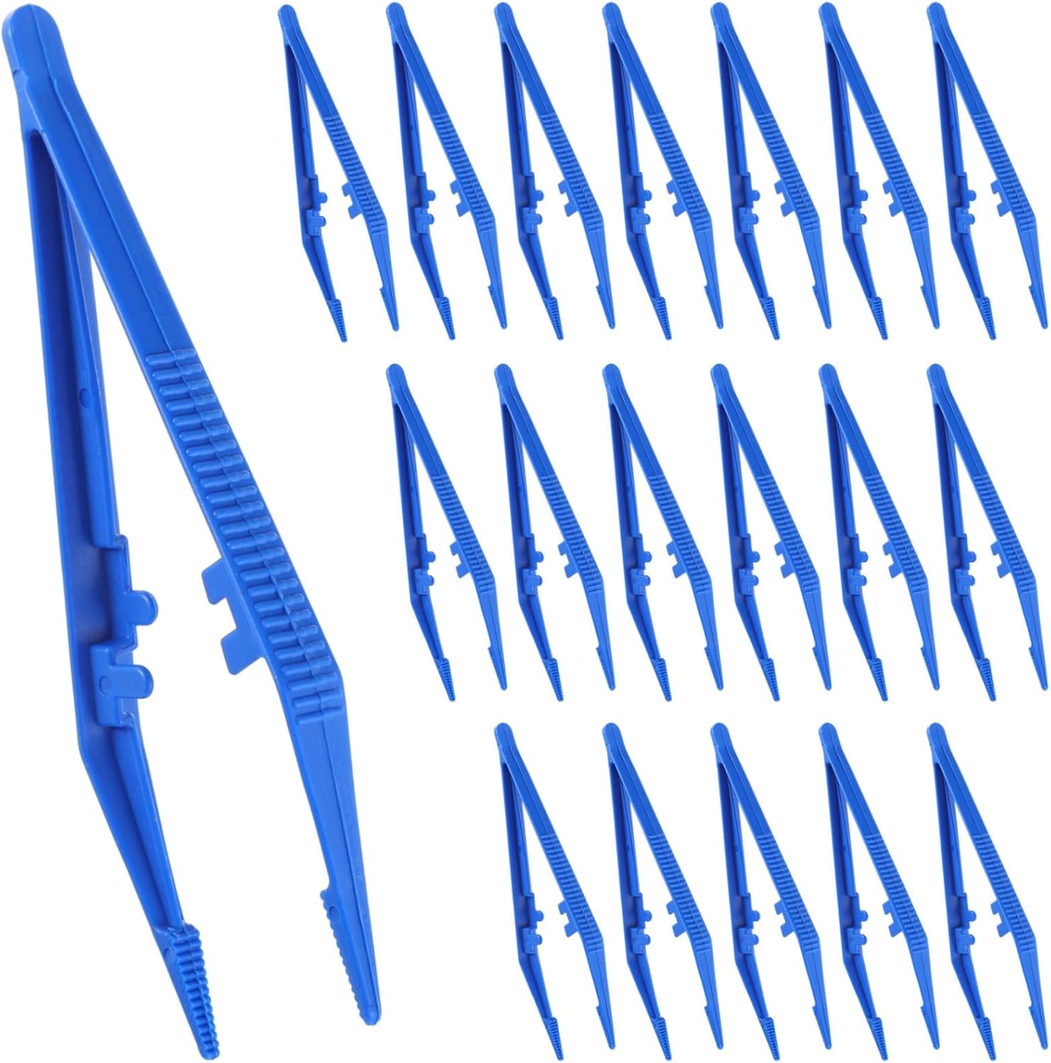 Generic Medical Crafts Lab Plastic Forceps, 250 Units, With Serrated Tips And Narrow Points Grabbers, Science School Disposable Pickup Tweezers, With Finger Ridges