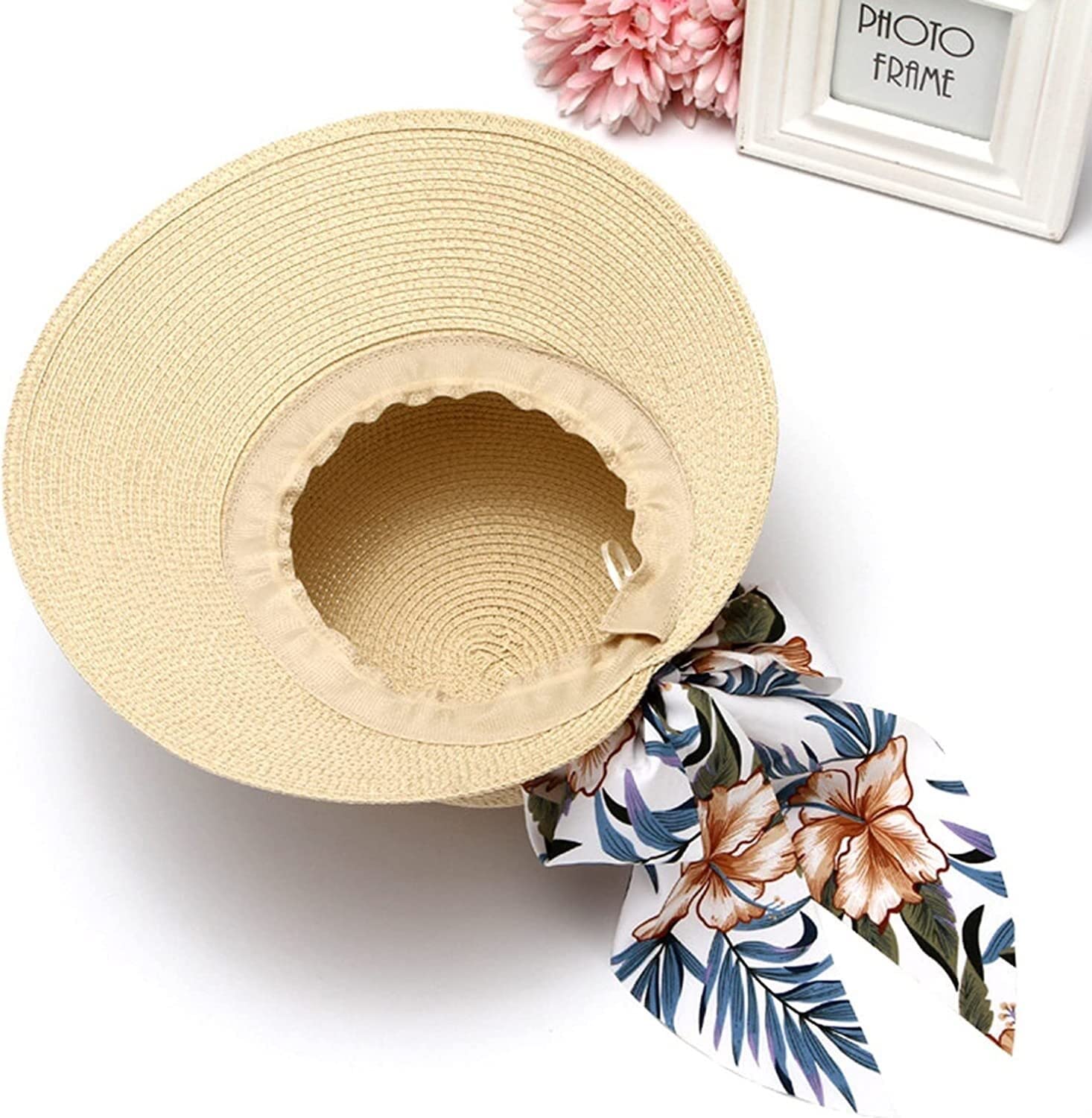 Sombrero de Playa Plegable, Sombreros De ala Ancha para El Sol para Damas Verano Sombrero Paja Playa Protección Solar Plegable Sombrero Playa Verano