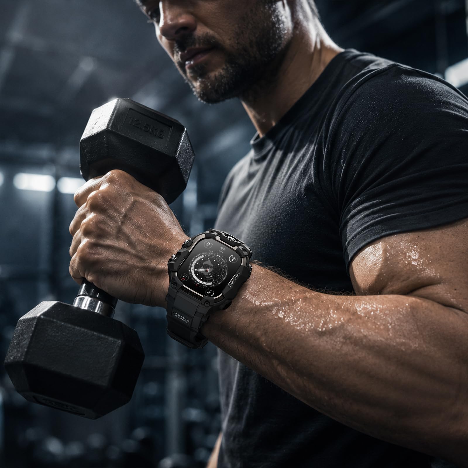 BXUXOHS Custodia e cinturino per Apple Watch 49 mm, robusto paraurti in