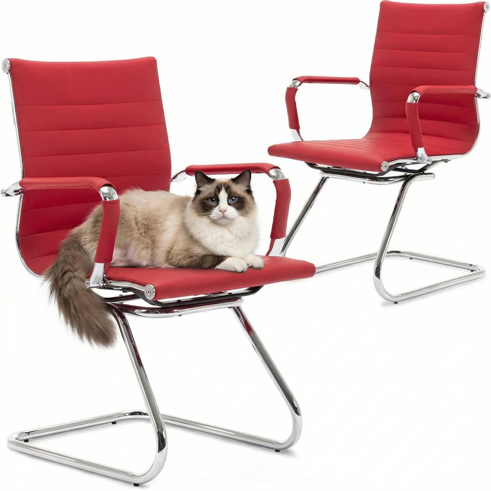 HNY 2-Pack PU Leather Office Guest Chairs