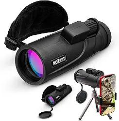 Roxant Telescópio monocular Falcon para smartphone – Mira de foco prisma BAK4 de alta definição 10 x 42 – Monóculos para adultos – Inclui monocular, adaptador de telefone, mini tripé, capa e tampa de