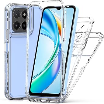 Compatible with Honor X5b Case Cover,Compatible with Honor X5b Plus GFY-LX2P / X5b GFY-LX2 Cell Phone Case 3 in 1 Anti-Fall and Shock-Absorbing Protective Clear