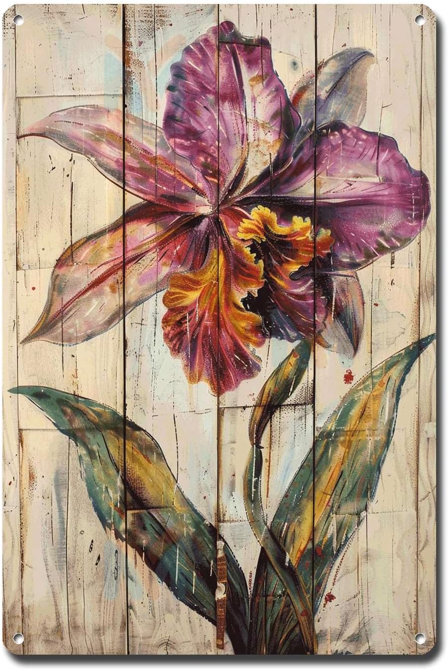 Metal Sign Tin Sign Vintage Wall Art Antique Exotica Orchid Tin Sign for Shabby Chic Interiors Rustic Elegance and Corrosion Resistant Metal Garden Signs for Home Decor 12×16 Inches