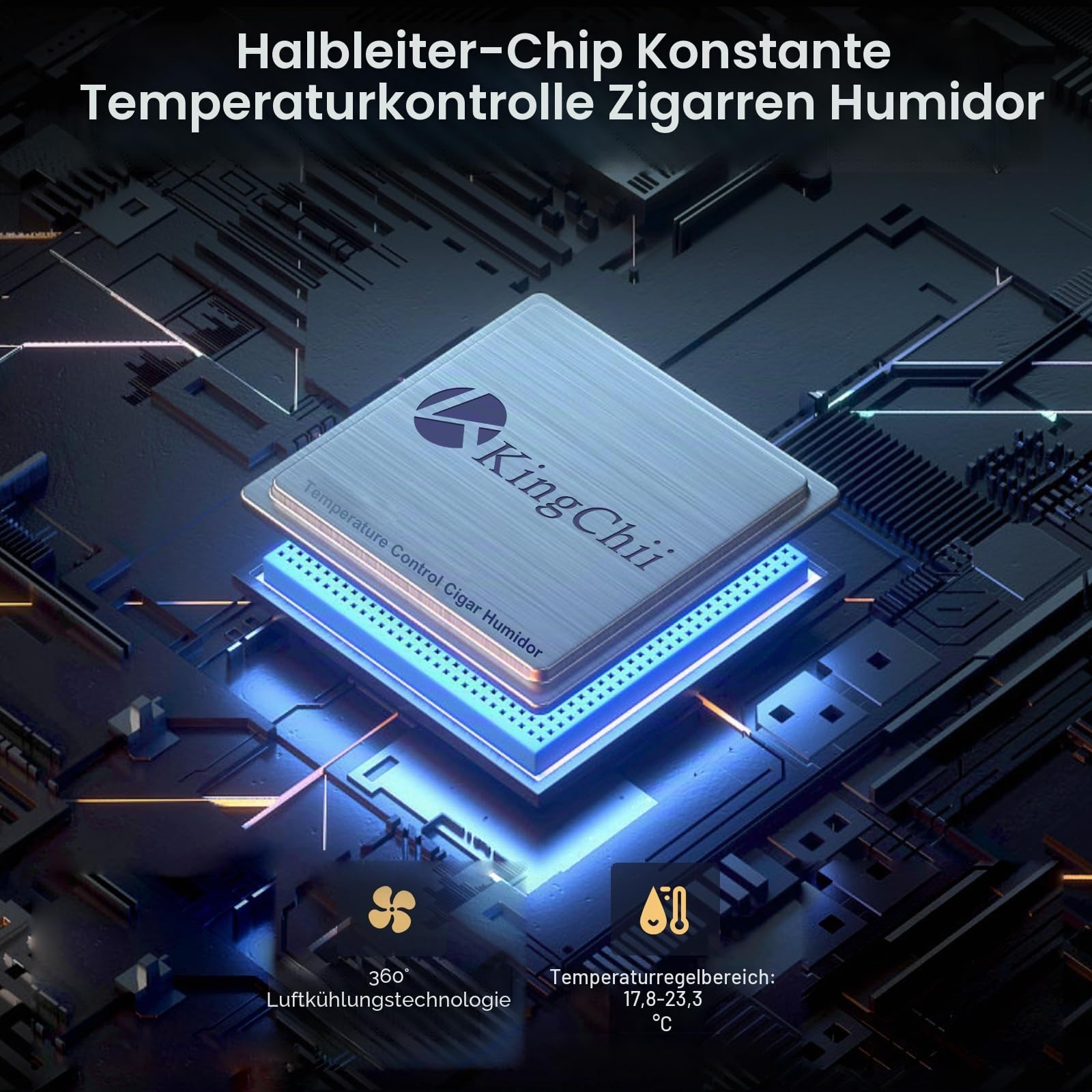 KingChii 16L Elektrischer Zigarren-Humidor, Kühlkontrollsystem, Elektronischer Kühler-Humidor-Schrank mit Regalen aus Spanischer Zeder und Hygrometer (2 Schichten, 100 Kapazität)