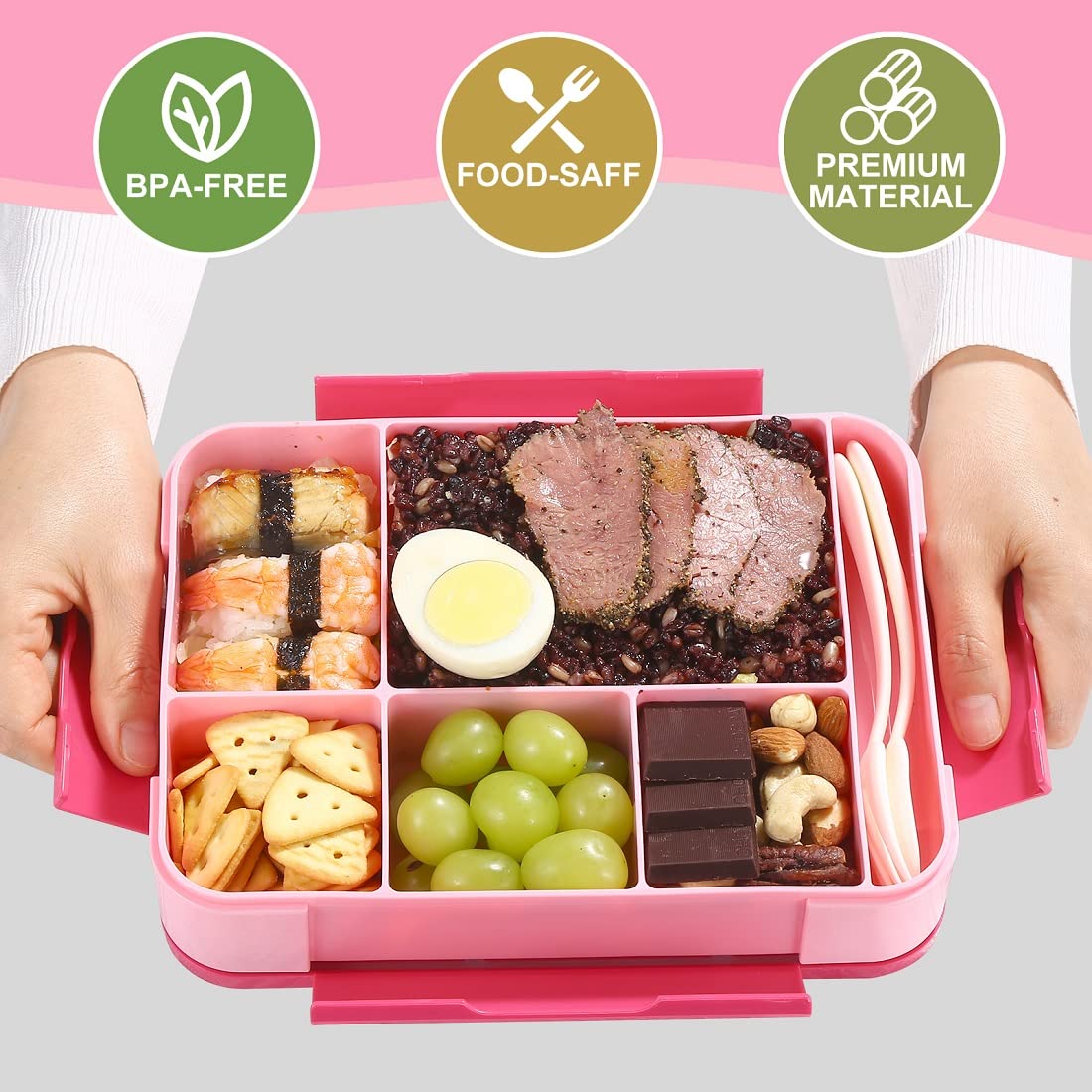 Portapranzo Bento Bambini 1300ml - 5 Scomparti Antigoccia Senza BPA
