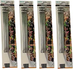 Kit 24 Espetos Inox 30 Cm Para Churrasco Espetinho Assar Carne Frango Legumes Vegetais