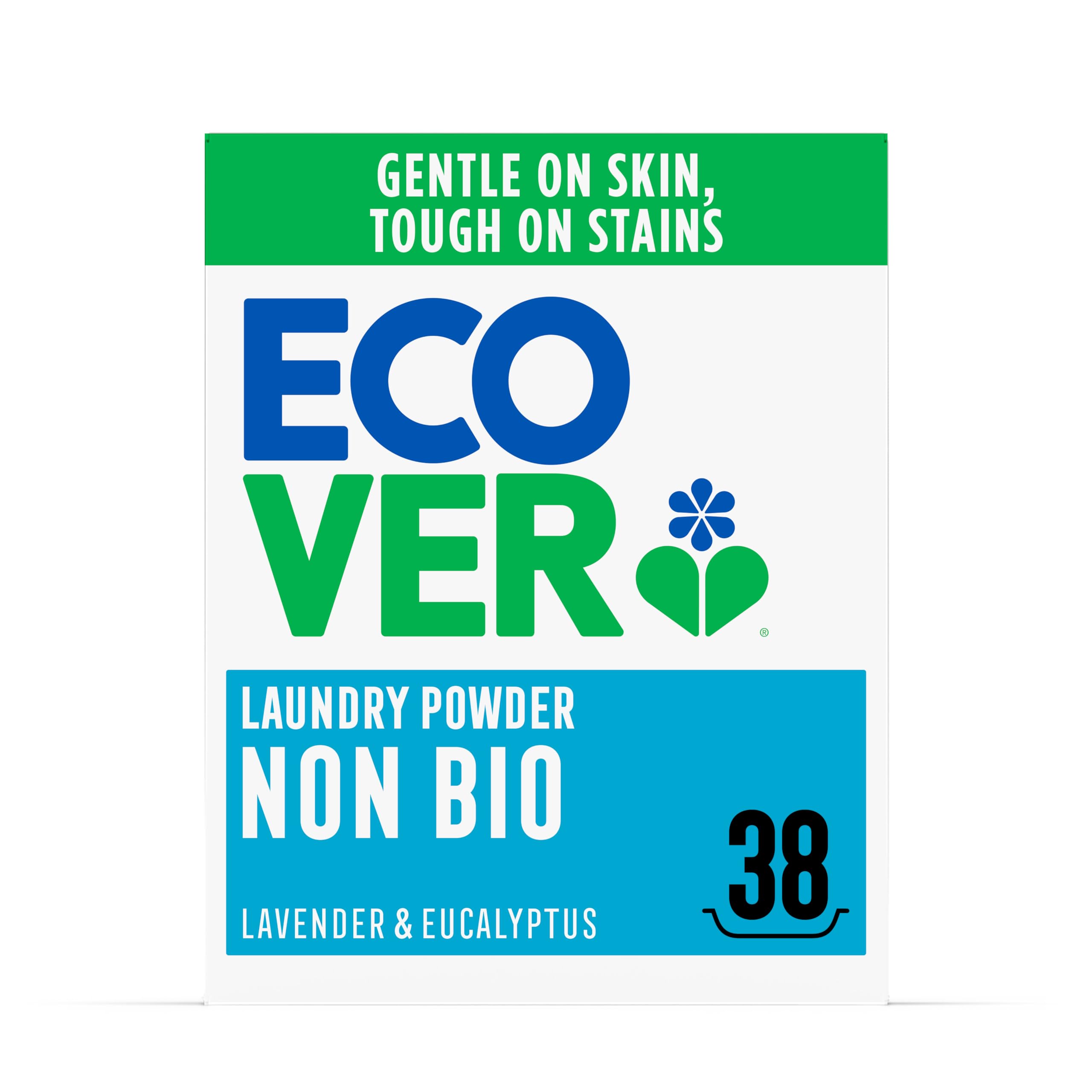 Ecover Non-Bio Laundry Detergent Powder, Laundry Washing Detergent, Fresh Lavender and Eucalyptus Scent, 1 x 38 Washes, 1 x 1.9kg