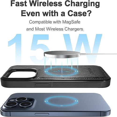 Miniatura 3 de Funda tipo cartera para iPhone 15 con soporte para tarjetas, funda de cuero magnética fuerte desmontable, compatible con carga inalámbrica MagSafe,
